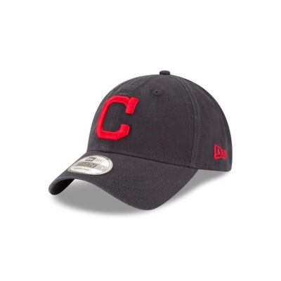 Blue Cleveland Indians Hat - New Era MLB Core Classic Road 9TWENTY Adjustable Caps USA9148620